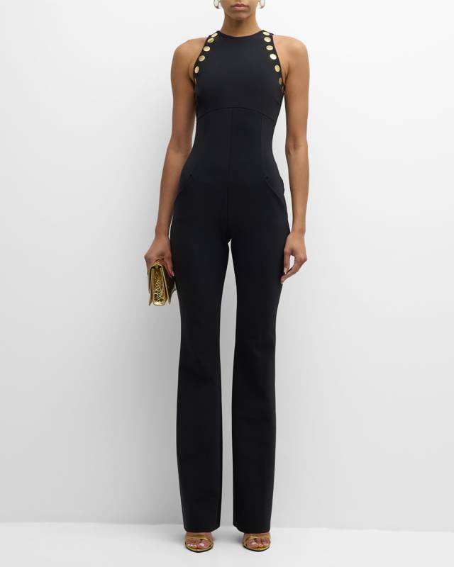 Sleeveless Mirror-Embellished Jumpsuit